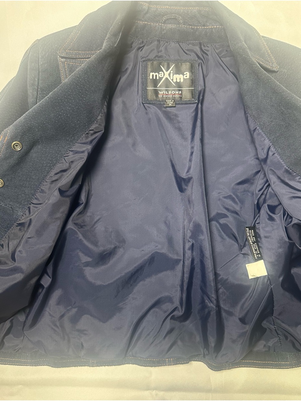 Wilsons Leather Navy Genuine Suede Button-Front Fitted Jacket Size M - Picture 7 of 9